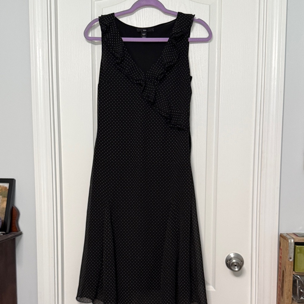 H&M Black Midi Dress with White Micro Dots